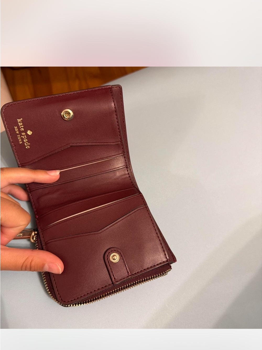 Kate Spade New York Staci colorblock wallet magenta and burgundy - Picture 3 of 4